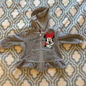 Disney Minnie Mouse Gray Hoodie Size 6-9 Months